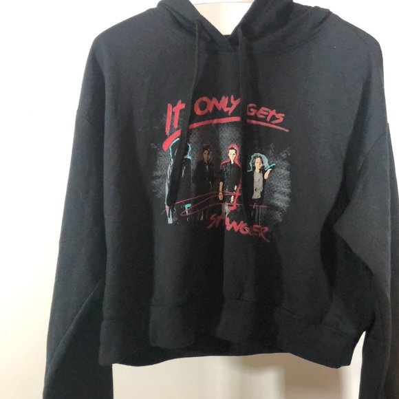 stranger things cropped black hoodie L - Picture 3 of 3